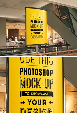 室内广告海报样机 Indoor Advertising Poster MockU