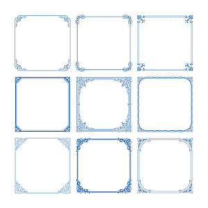 蓝色矩形花边边框矢量图